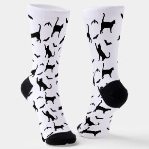 Chaussette Chats et chauves-souris noir et blanc motif Hallow
