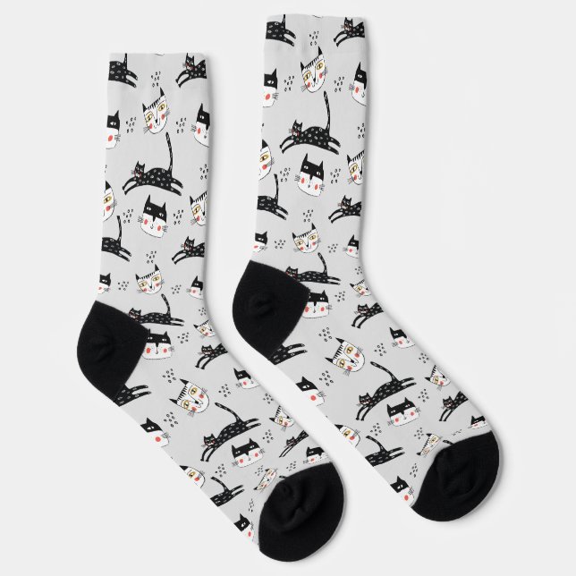 Chaussette Chats et visages caricaturaux (Droite)