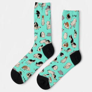 Chaussette Chats japonais (Couleur de fond personnalisable)