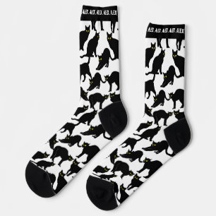 Chaussette Chats Noirs sur Fond Blanc