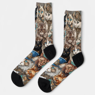 Chaussette Chats Steampunk Chaussettes à thème Black Crew