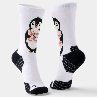 Chaussette Chaud par nature : Adorable Manchot avec Texte Lud