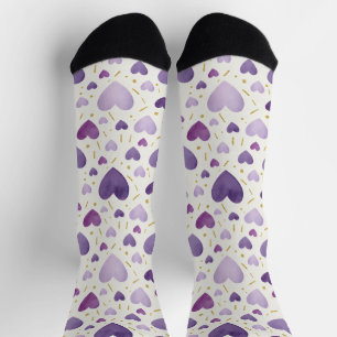 Chaussette Chaussettes à cœur de lavande royale aquarelle et
