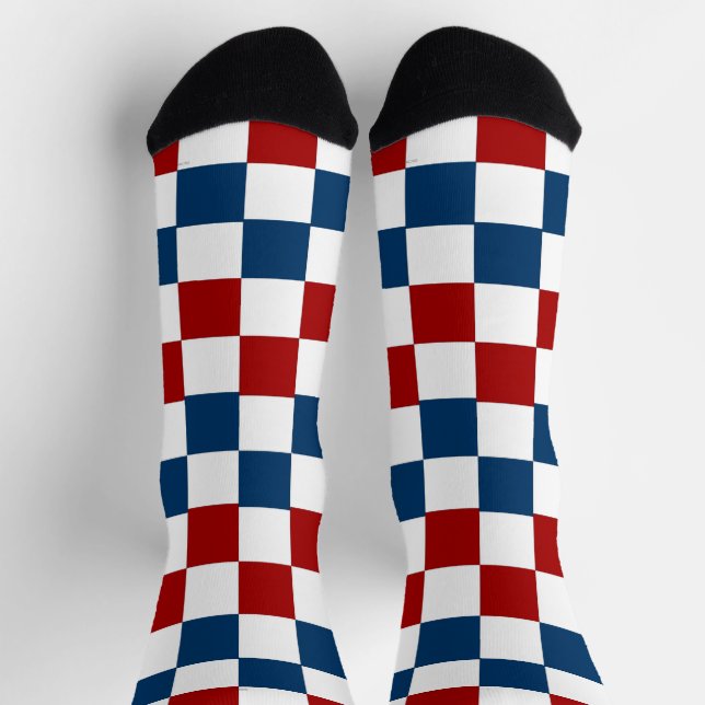 Chaussette Chaussettes À damiers bleues, blanches et rouges (Haut)