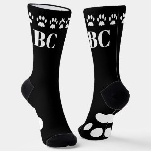 Chaussette Chaussettes à empreinte de patte noir et blanc ave