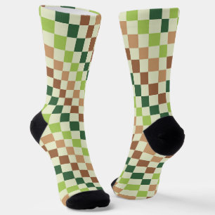 Chaussette Chaussettes à motif à carreaux vert acide et noir