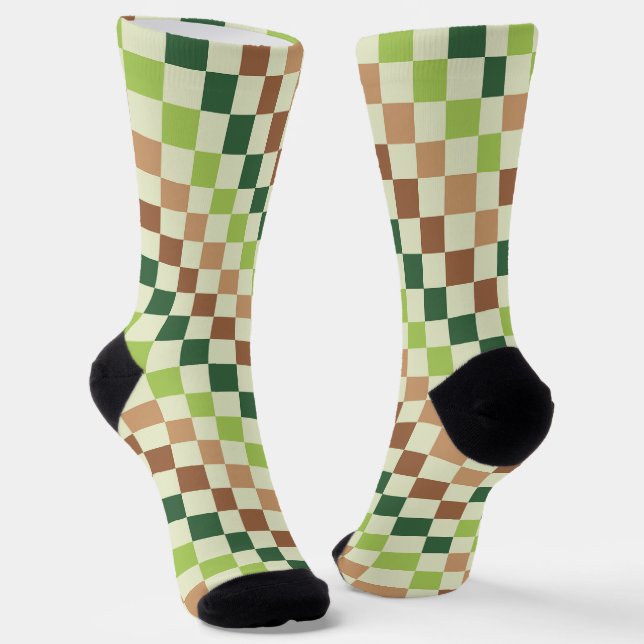 Chaussette Chaussettes à motif à carreaux vert acide et noir (Angulaire)