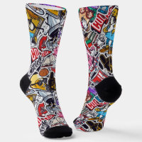 Chaussettes à motif autocollant rétro universitair