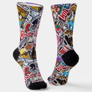 Chaussette Chaussettes à motif autocollant rétro universitair