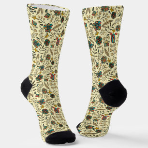 Chaussette Chaussettes à motif botanique de couleur bleue de