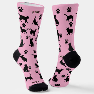 Chaussette Chaussettes à motif de chat smoking noir et blanc,