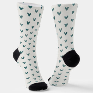 Chaussette Chaussettes à motif de cœur en sarcelle foncée