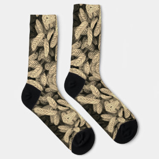 Chaussette Chaussettes à motif de feuille noir et blanc