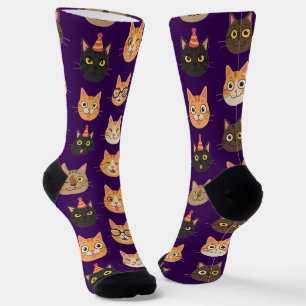 Chaussette Chaussettes à motif de visages de chat amusants