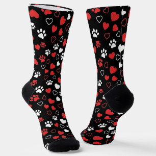 Chaussette Chaussettes à motif d'empreintes de patte et de cœ