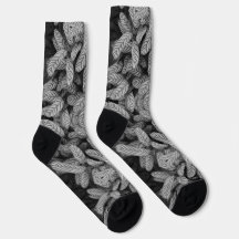 Chaussettes à motif feuille noir et blanc
