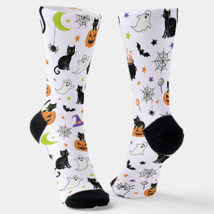 Chaussette Chaussettes à motif Halloween Chat Noir Fantôme et
