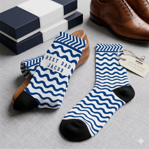 Chaussette Chaussettes à motif vague bleue avec nom de meille