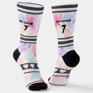 Chaussette Chaussettes à numéro de nom - Fleur rose
