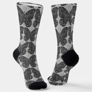 Chaussette Chaussettes à papillon Vintage noir et gris