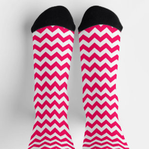 Chaussette Chaussettes à rayures de chevron rose et blanc