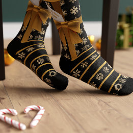 Chaussette Chaussettes à rayures flocon de neige avec nœud co