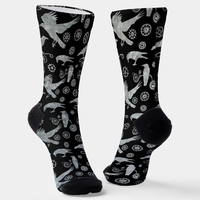 Chaussette Chaussettes à vapeur en argent Crows et engrenages (Angulaire)