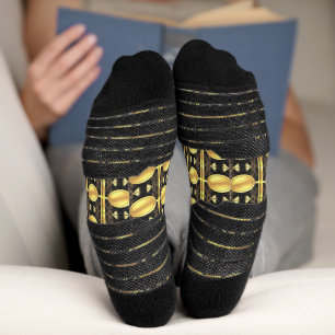 Chaussette Chaussettes Abstrait Noir Or Motif