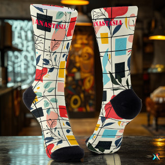 Chaussette Chaussettes Abstraites florales avec Patter géomét