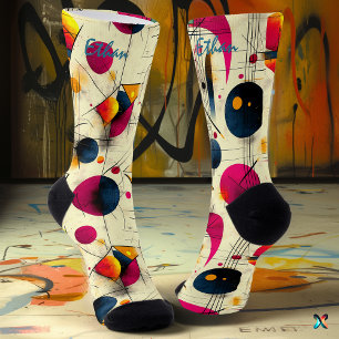 Chaussette Chaussettes artistiques abstraites en rose, marine
