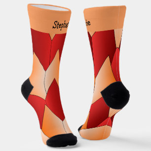 Chaussette Chaussettes au design Art déco orange rouge