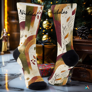 Chaussette Chaussettes Automne Doré en Crème, Bourgogne et Ol