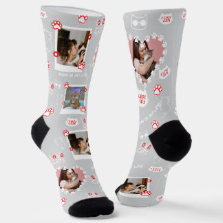 Chaussette Chaussettes avec collage de photos de chat personn