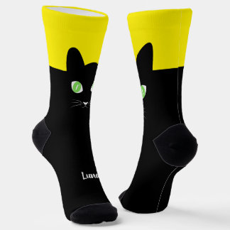 Chaussette Chaussettes avec photo de chat noir personnalisée