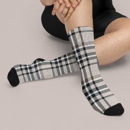 Chaussette Chaussettes Beige à Carreaux