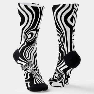 Chaussette Chaussettes blanches et noires à rayures ondulées
