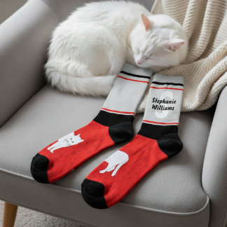 Chaussette Chaussettes blanches rayées à monogramme pour chat