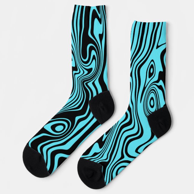 Chaussette Chaussettes bleues en texte noir Abstrait - Couleu (Gauche)