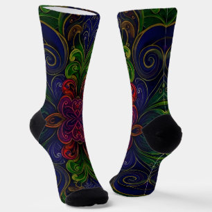 Chaussette Chaussettes Brillantes Motifs Élaborés Sans Coutur