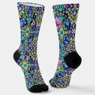 Chaussette Chaussettes Brillantes Motifs Élaborés Sans Coutur