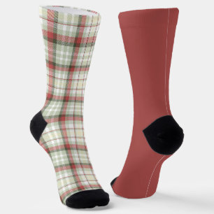 Chaussette Chaussettes Chaudes Rouge Vert Vintage Noël Plaid
