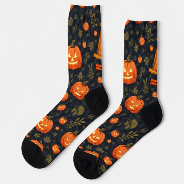 Chaussette chaussettes citrouilles halloween (Gauche)