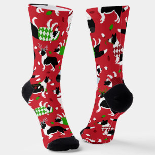 Chaussette Chaussettes Collie Bordure Noël