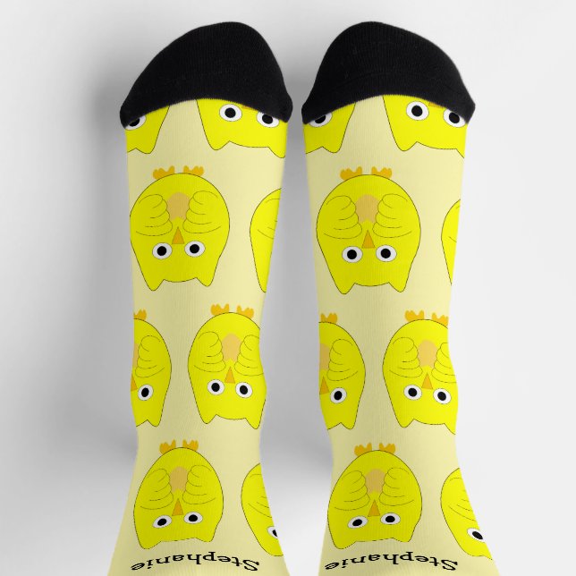 Chaussette Chaussettes Conception de Chouette Jaune (Haut)