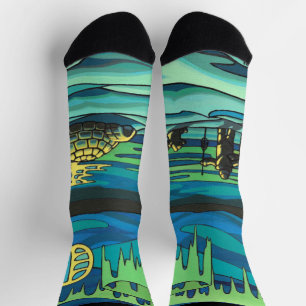 Chaussette Chaussettes d'amour Inuit Art Tribal Aurore