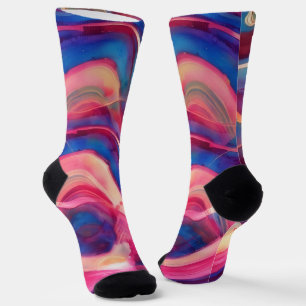 Chaussette Chaussettes d'art en marbre rose et bleu