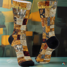 Chaussettes d'art en patchwork doré – Dessin éléga