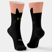 Chaussettes de chat noir avec nom personnalisé - C