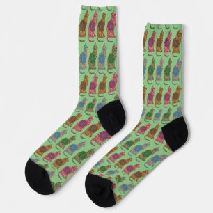 Chaussette Chaussettes de chats colorées de style vintage