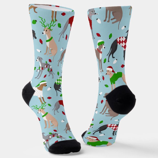 Chaussette Chaussettes de chien de Noël italiennes Greyhound (Angulaire)